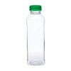 16 oz Clear PET Plastic Square Bottles (Green Tamper-Evident Cap) - 3592B05