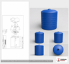 Dimensional spec drawing for Norwesco 6500 Gallon Vertical Storage Tank