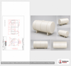 Dimensional spec drawing for Norwesco 725 Gallon Horizontal Leg Tank (101" L x 49" W x 54" H)