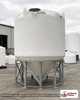 2500 Gallon 30 Degree Plastic Cone Bottom Tank. Polyethylene; White; dimensions 125.0in H x 90.0in W x 90.0in L; 400.0 lb empty; 1.9 specific gravity rating. Manufacturer part number SII-5110000N45. Sold by OneSource Plastics (https://www.onesourceplastics.com).