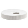 89-400 White Ribbed Cosmetic Cap with Punched F217 Liner - Sleek, Secure Closure for Beauty Packaging - DC894RIBPUNCH