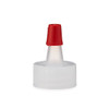 18-400 Natural-Red LDPE Plastic Yorker Spout Caps with Pre-Cut Orifice - 6002