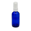 2 oz Cobalt Blue Boston Round Bottles (White Fine Mist Sprayer) - 4999B65WHT