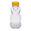 8 oz Clear PET Plastic Honey Bear Bottles (Yellow Flip Top Cap) - 3351B09