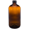 32 oz Amber Glass Boston Round Bottles (Black Phenolic Cap) - AB32POLY