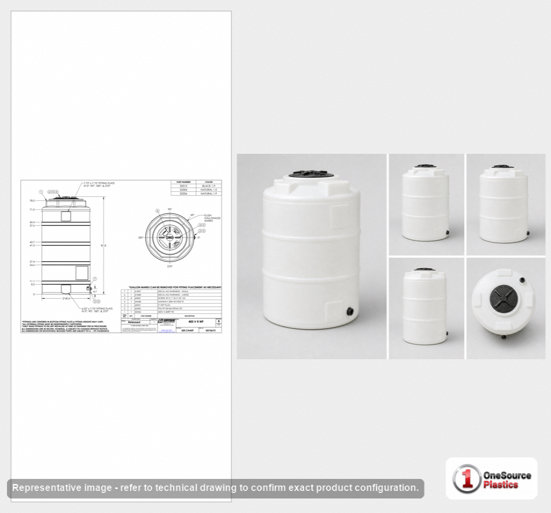 Snyder 400 Gallon Plastic Vertical Chemical Storage - SII-32306