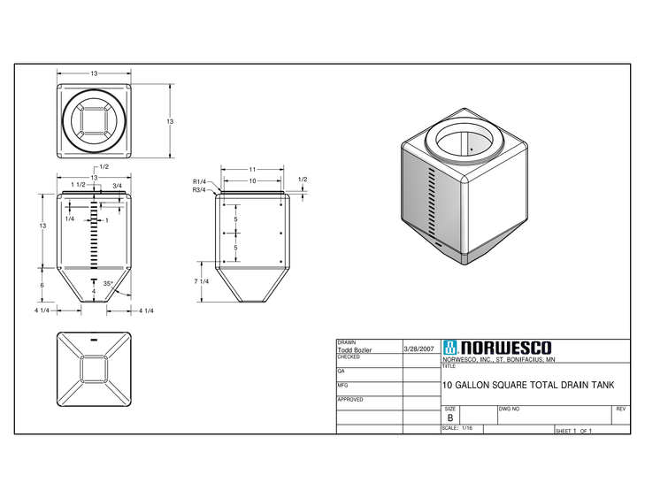 10 Gallon Vertical Liquid Storage Tank