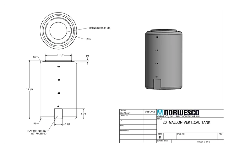 20 Gallon Vertical Liquid Storage Tank