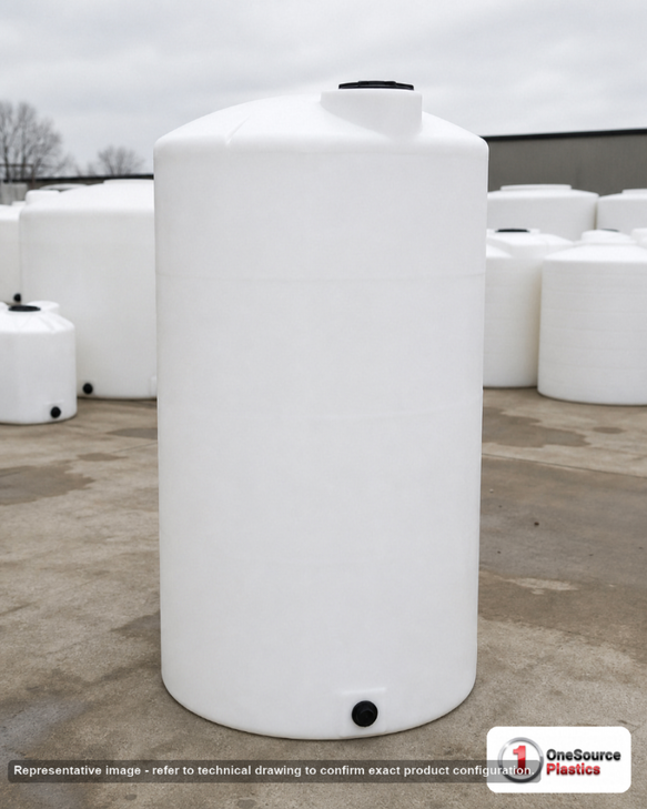 160 Gallon Vertical Liquid Storage Tank - Natural White (28" x 69"). . Manufacturer part number N-44536. Sold by OneSource Plastics (https://www.onesourceplastics.com).