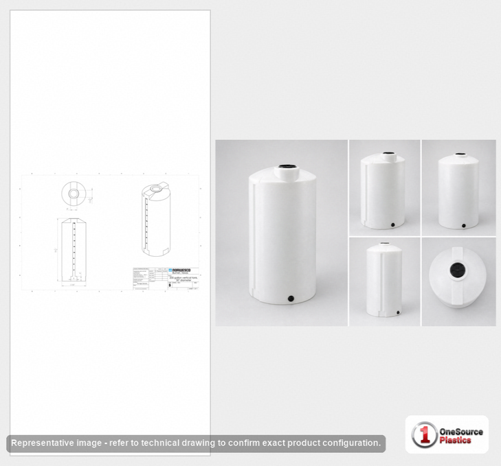 200 Gallon Vertical Liquid Storage Tank - Natural White (30" x 72") #41516