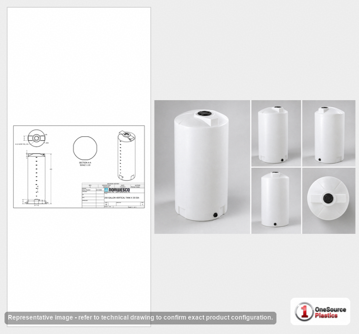 250 Gallon Vertical Liquid Storage Tank - Natural White (30" x 89")