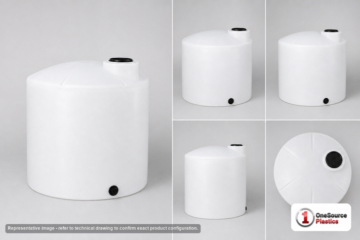 Dimensional spec drawing for Norwesco 300 Gallon Vertical Storage Tank