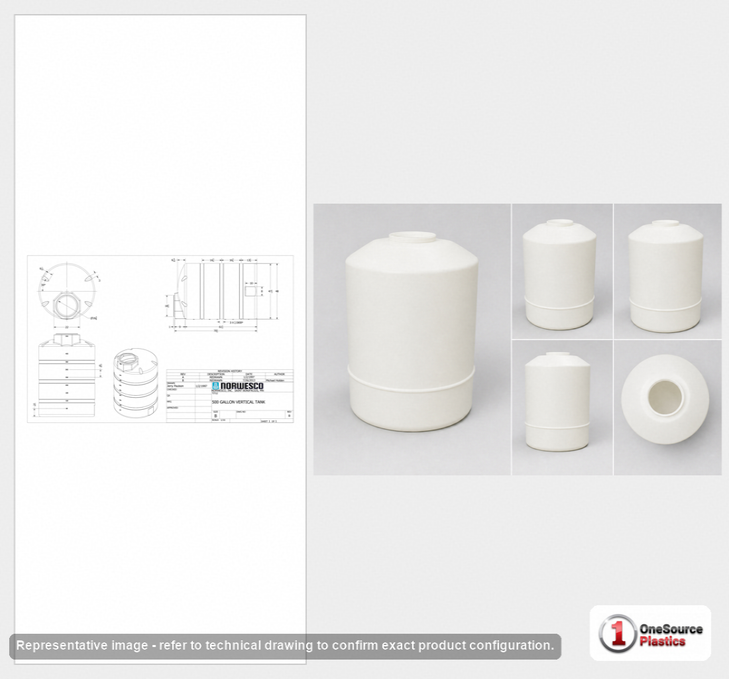 500 Gallon Vertical Liquid Storage Tank - Natural White (48" x 73")