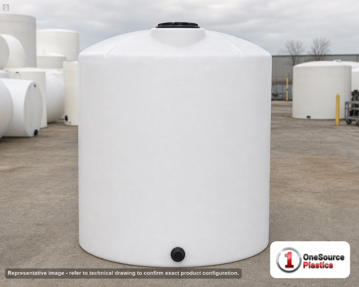 525 Gallon Vertical Liquid Storage Tank. . Manufacturer part number N-41490. Sold by OneSource Plastics (https://www.onesourceplastics.com).