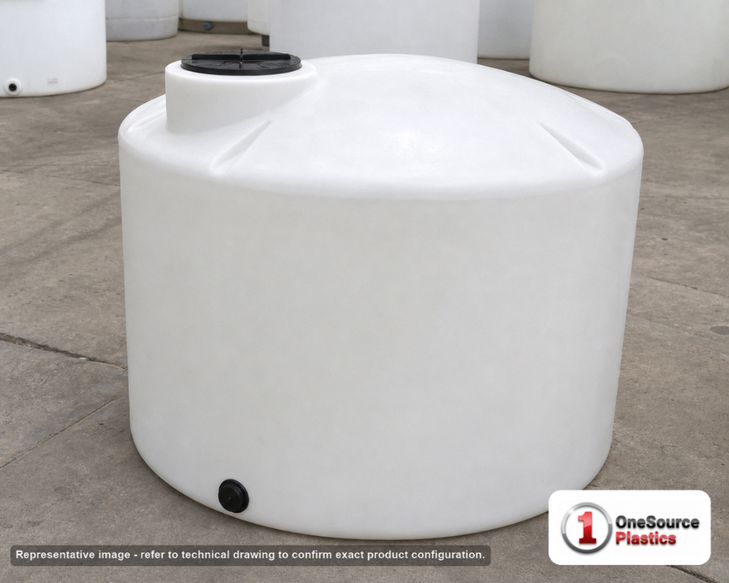 550 Gallon Vertical Liquid Storage Tank. . Manufacturer part number N-40023. Sold by OneSource Plastics (https://www.onesourceplastics.com).