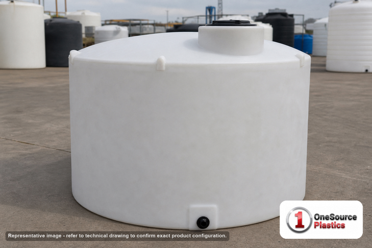 1000 Gallon Vertical Liquid Storage Tank - Natural White (72" x 66"). . Manufacturer part number N-44111. Sold by OneSource Plastics (https://www.onesourceplastics.com).