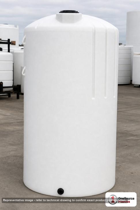 1050 Gallon Vertical Liquid Storage Tank. . Manufacturer part number N-44818. Sold by OneSource Plastics (https://www.onesourceplastics.com).