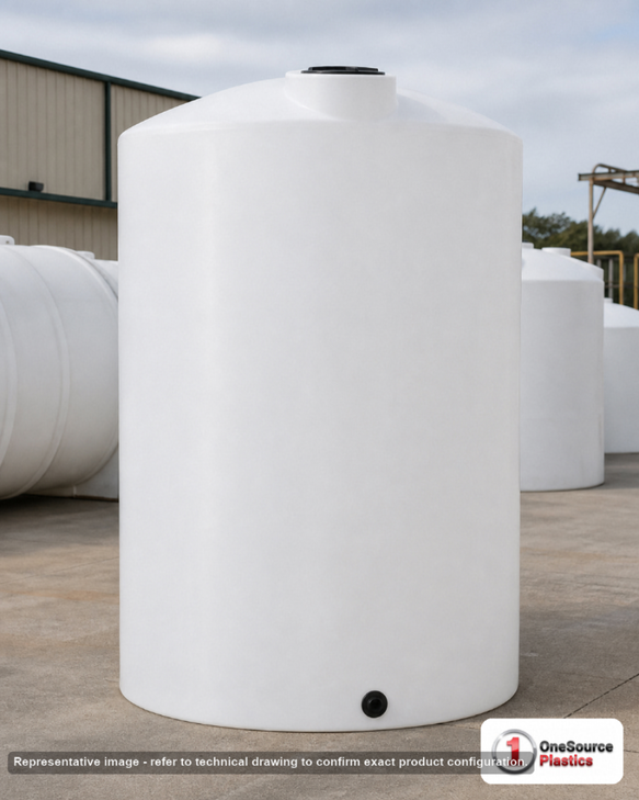 1505 Gallon Vertical Liquid Storage Tank. . Manufacturer part number N-40188. Sold by OneSource Plastics (https://www.onesourceplastics.com).