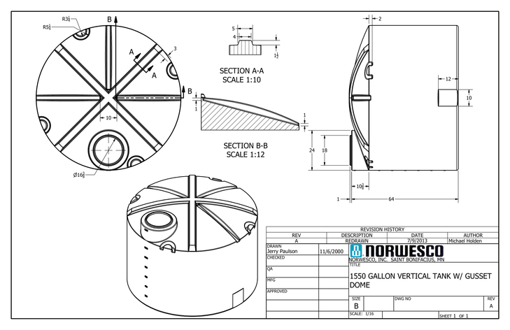 1550 Gallon Vertical Liquid Storage Tank - Natural White (87" x 67") #42595