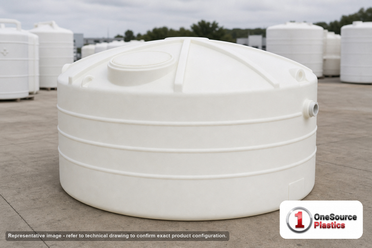 1550 Gallon Vertical Liquid Storage Tank - Natural White (87" x 67") #42595. . Manufacturer part number N-42595. Sold by OneSource Plastics (https://www.onesourceplastics.com).