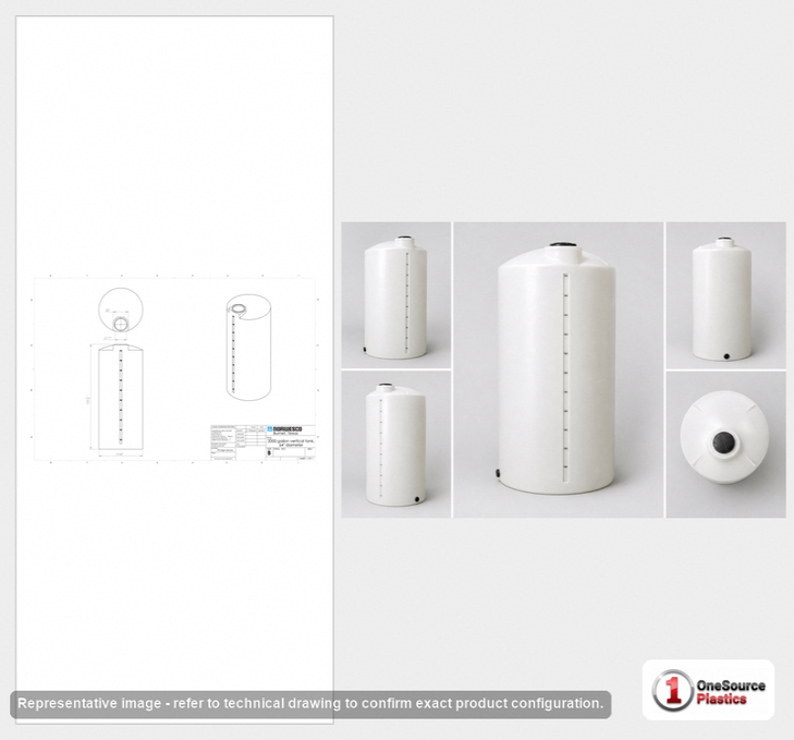 2000 Gallon Vertical Liquid Storage Tank - Natural White (64" x 153")