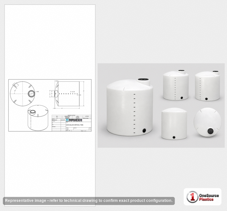 2100 Gallon Vertical Liquid Storage Tank - Natural White (87" x 89")