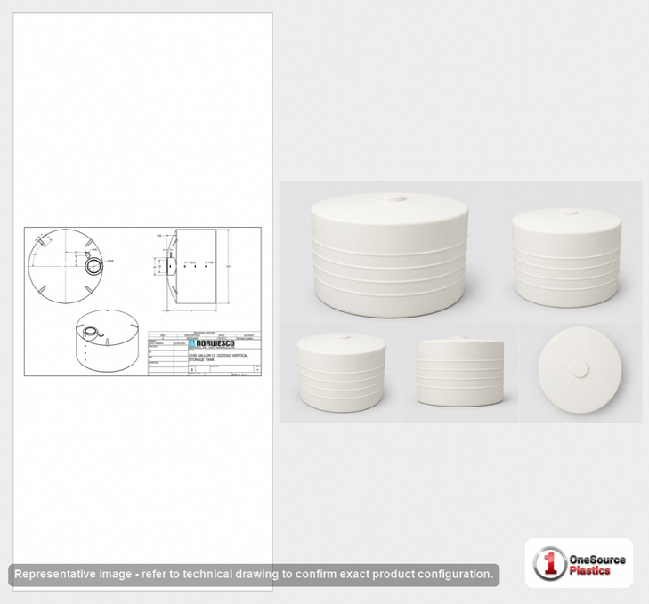 2100 Gallon Vertical Liquid Storage Tank - Natural White (102" x 69")