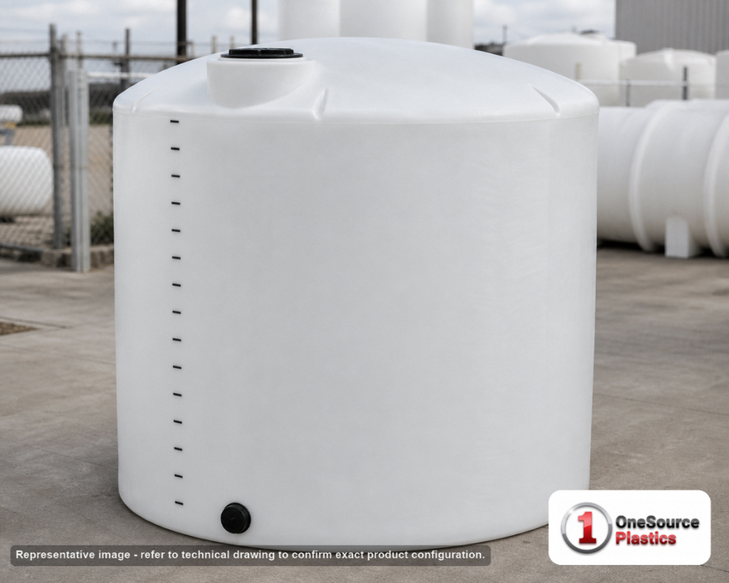 3000 Gallon Vertical Liquid Storage Tank - Natural White (95" x 109") #40754. . Manufacturer part number N-40754. Sold by OneSource Plastics (https://www.onesourceplastics.com).
