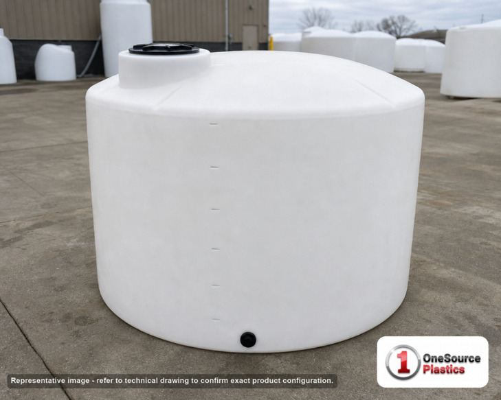 3000 Gallon Vertical Liquid Storage Tank - Natural White (102" x 93") #43136. Polyethylene; White; 93" H x 102" W x 102" L.