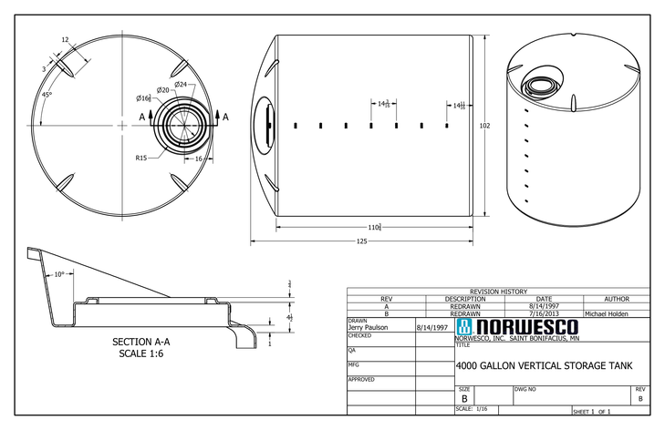 4000 Gallon Vertical Liquid Storage Tank