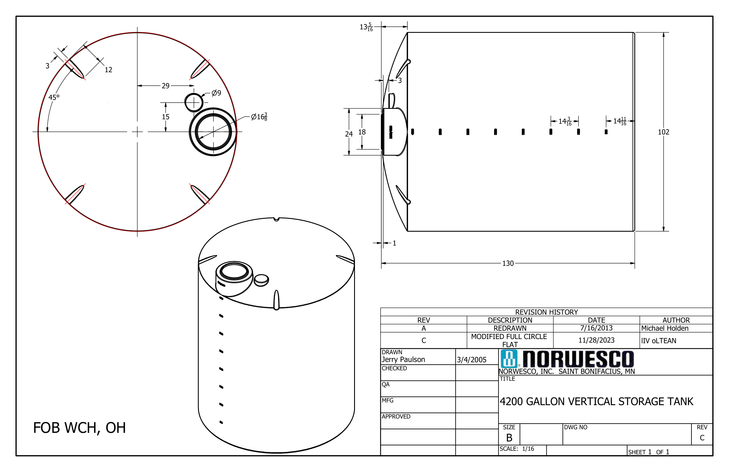 4200 Gallon Vertical Liquid Storage Tank