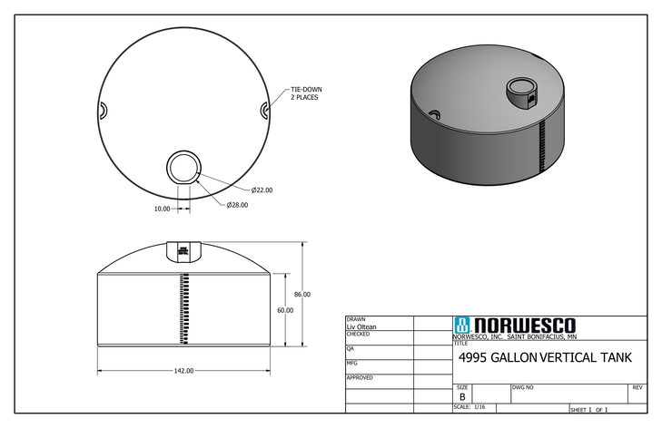 4995 Gallon Vertical Liquid Storage Tank