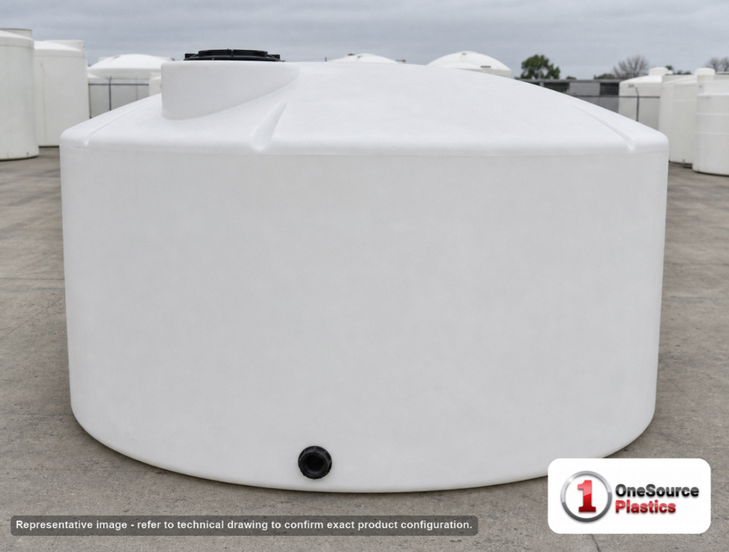 5000 Gallon Vertical Liquid Storage Tank - Natural White (141" x 86"). . Manufacturer part number N-40941. Sold by OneSource Plastics (https://www.onesourceplastics.com).