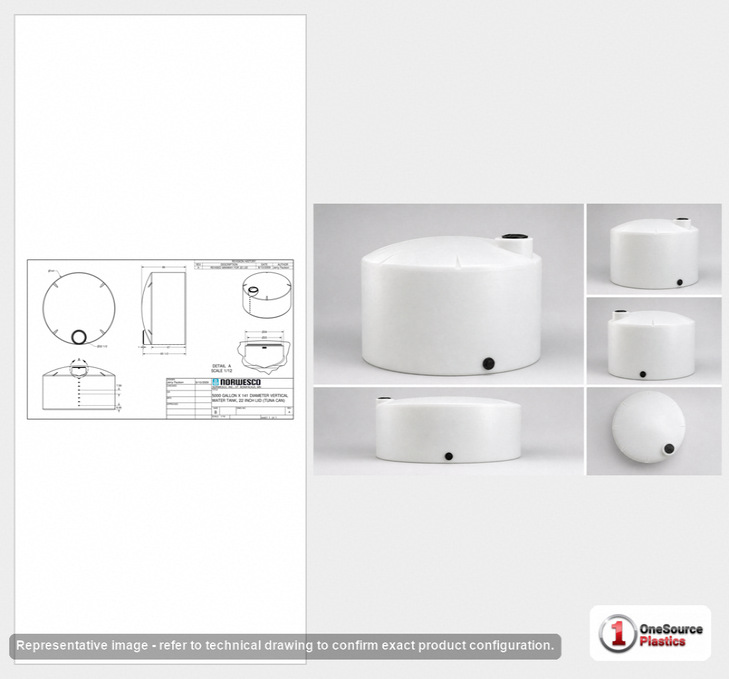 5000 Gallon Vertical Liquid Storage Tank - Natural White (141" x 86")
