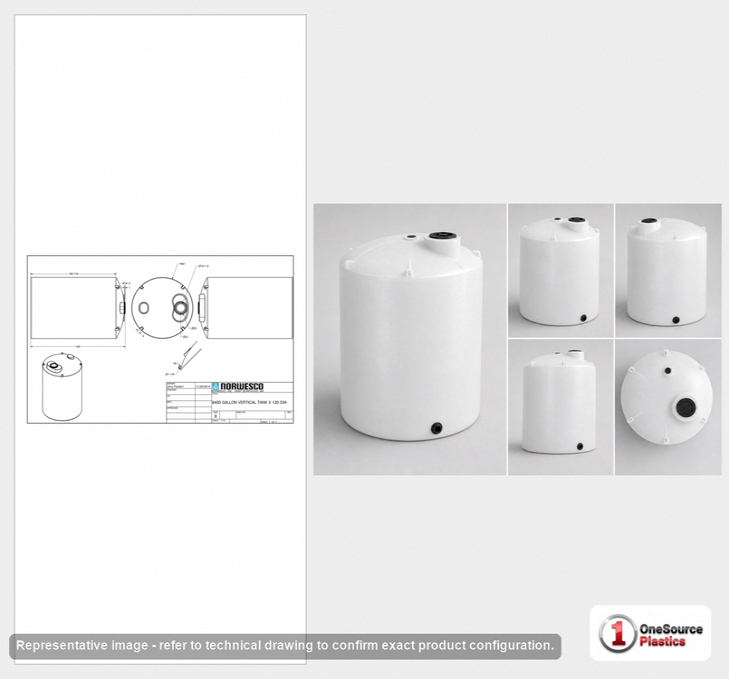 8400 Gallon Vertical Liquid Storage Tank - Natural White (120" x 187")