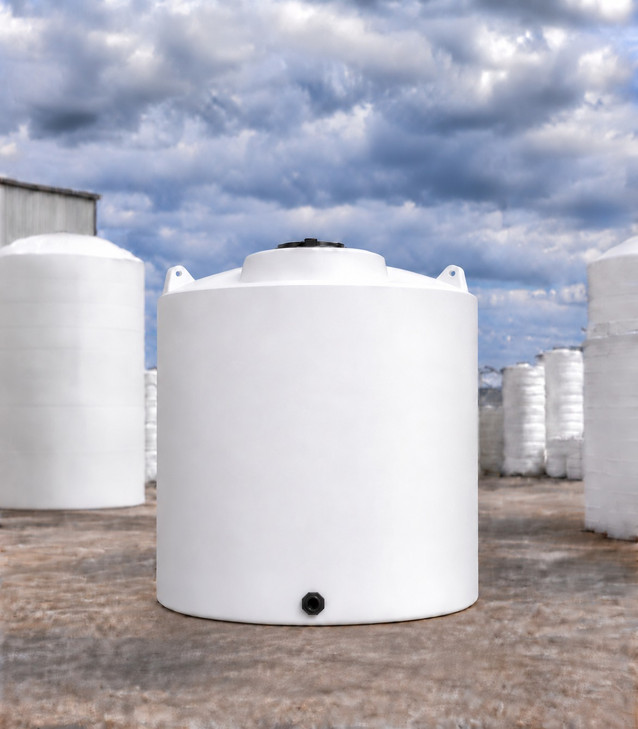 Norwesco 10000 Gallon White 1.5 SG Vertical Tank, 141 in dia, with 3 in fitting, OneSource Plastics yard