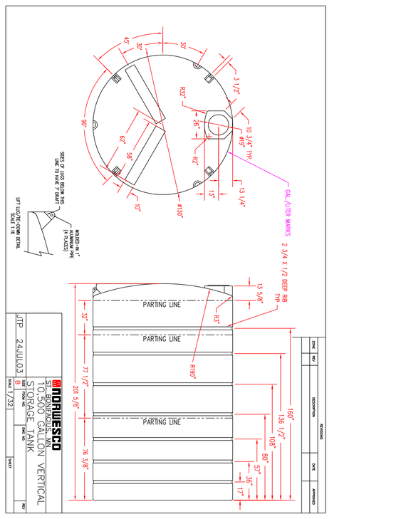 10500 Gallon Vertical Liquid Storage Tank