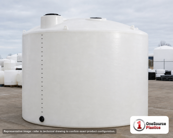 15000 Gallon Vertical Liquid Storage Tank. . Manufacturer part number N-43821. Sold by OneSource Plastics (https://www.onesourceplastics.com).