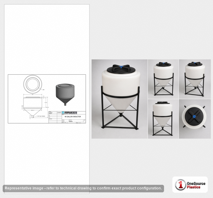40 Gallon 40 Degree Cone Bottom Inductor Tank