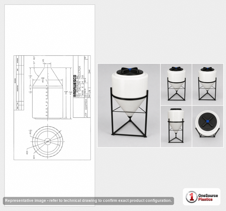 60 Gallon 57 Degree Cone Bottom Inductor Tank