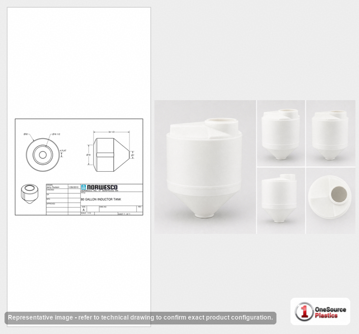 80 Gallon 45 Degree Cone Bottom Inductor Tank