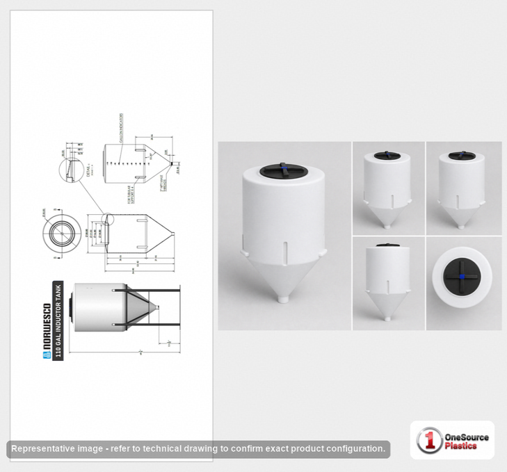110 Gallon Full Drain Cone Bottom Inductor Tank