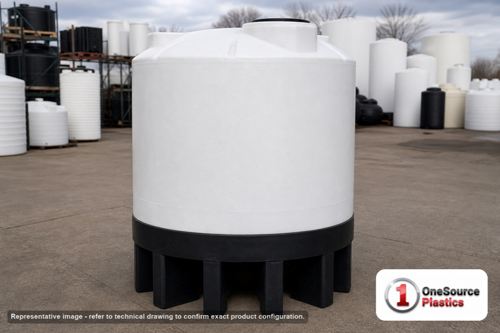 750 Gallon 20 Degree Cone Bottom Tank. Polyethylene; White; 56" H x 72" W x 72" L. Manufacturer part number N-40811.