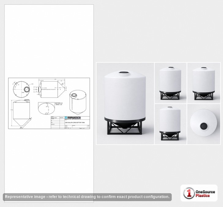 1500 Gallon 45 Degree Cone Bottom Tank