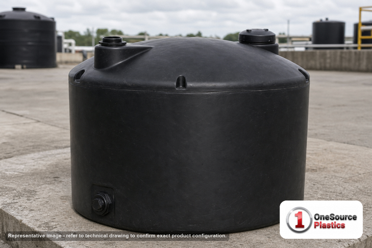 Norwesco 120 Gallon Vertical Water Storage Tank. Polyethylene; Black; 31" H x 38" W x 38" L.
