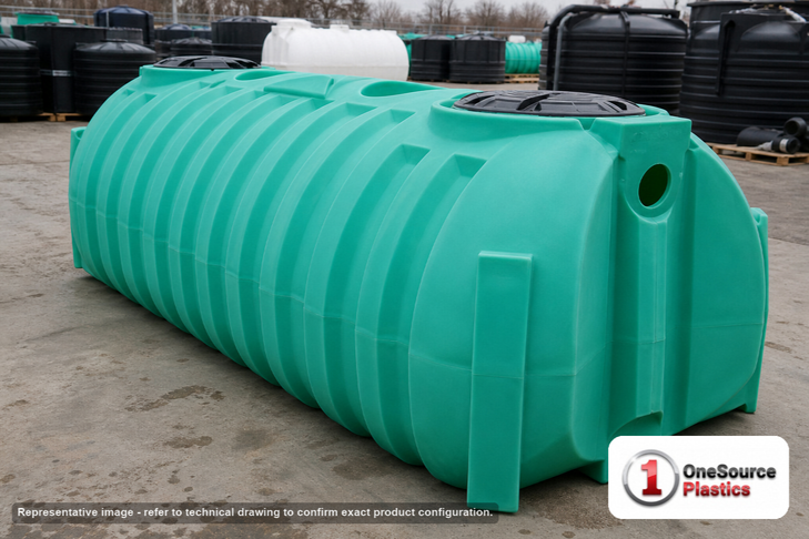 Norwesco 1250 Gallon Low Profile Two Compartment Septic Tank Loose Plumbing IAPMO Certified. 1250 gallon capacity