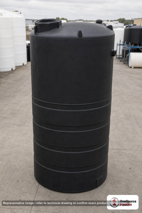 Norwesco 2000 Gallon Vertical Liquid Storage Tank in Black. Manufacturer part number N-47888.