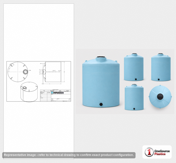 Norwesco 3000 Gallon Vertical Liquid Storage Tank in Blue