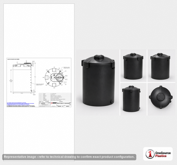 Snyder Industries 550 Gallon Plastic Vertical Water Storage Tank in Black