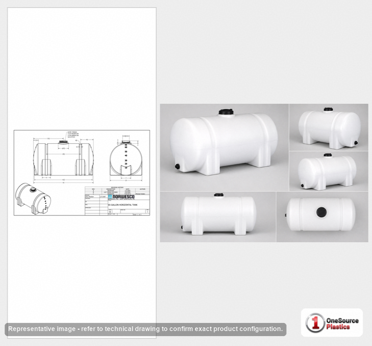 Norwesco 65 Gallon Horizontal Leg Tank in White